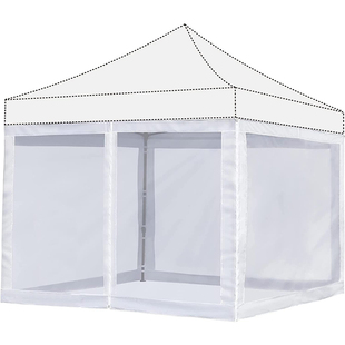户外遮阳篷防蚊帐帘子白色广告篷网罩纱四脚折叠棚围布透气门车篷