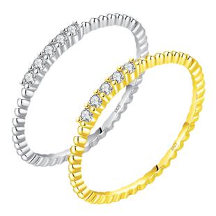 MODIAN摩典莫桑钻S925纯银精致小巧镶钻戒指女极简百搭叠戴细戒