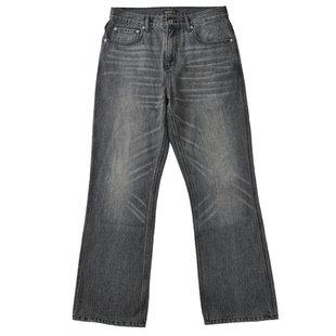 柴米14oz重磅全棉水洗微喇牛仔裤美式复古黑灰色中腰休闲百搭长裤