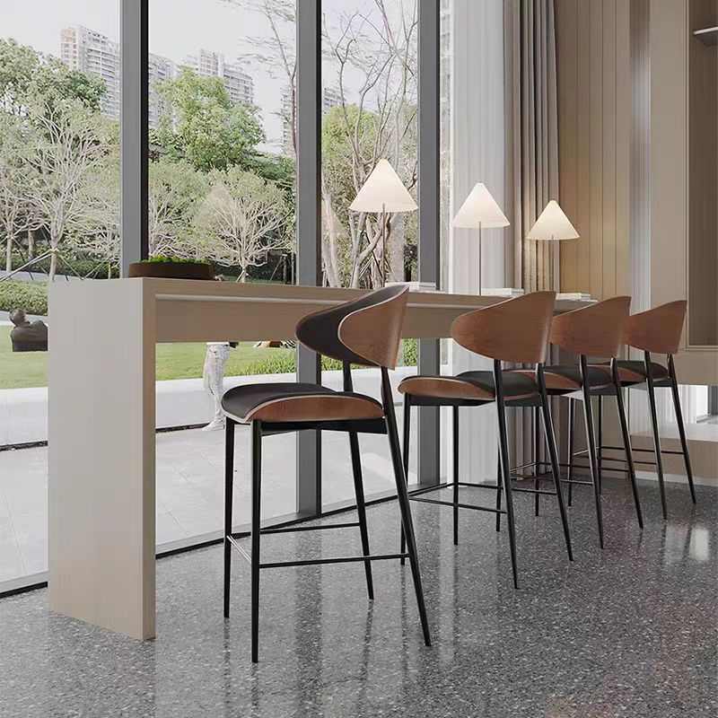 轻奢金属吧台椅家用单人感可酒吧脚凳高椅子风靠背椅移动椅高级