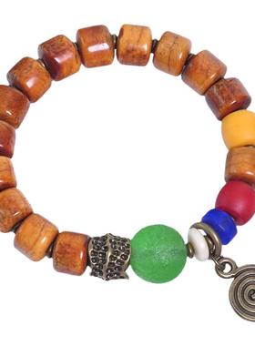 非鱼之家复古民族风烟熏牛骨手串