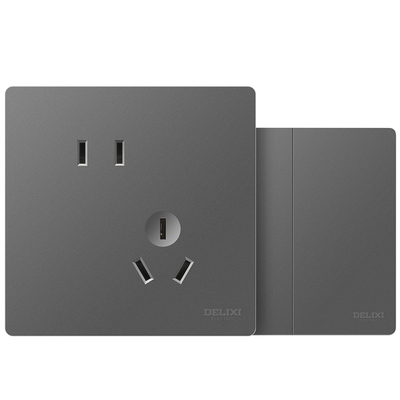 德力西【官方正品】插座面板灰色