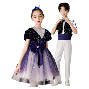 元旦儿童合唱服中小学生班级诗歌朗诵比赛演出服男女童合唱团表演