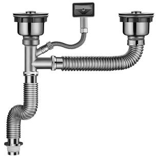 厨房双水槽全套不锈钢洗菜盆下水配件水池洗手盆排水管下水器套装
