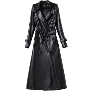 海宁真皮皮衣女中长款西装领绵羊皮大衣2025秋冬新款气质风衣外套