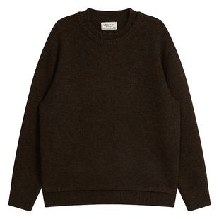 MCCEVTG复古双层领 羊毛混纺圆领毛衣男长袖宽松休闲加厚保暖秋冬