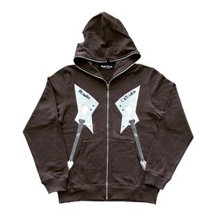RomanCatcher罗曼凯瑟吉他嘻哈拉链外套摇滚朋克潮流连帽卫衣男冬