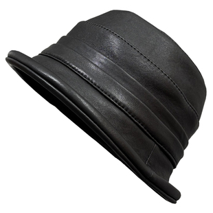 高档真皮帽子时尚男女款平顶渔夫帽春秋冬季流行网红帽羊皮太阳帽