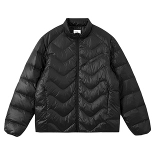 MOSEALAND秋冬新款纯色轻薄95白鸭绒绗缝立领排骨羽绒服外套男