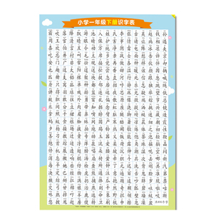 一年级生字表识字挂图汉语拼音儿童认字墙贴上下册全套人教版早教
