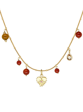 LAZY CIRCLES星芒爱心枫糖金链红玛瑙多吊坠流苏项链女朋友新年礼