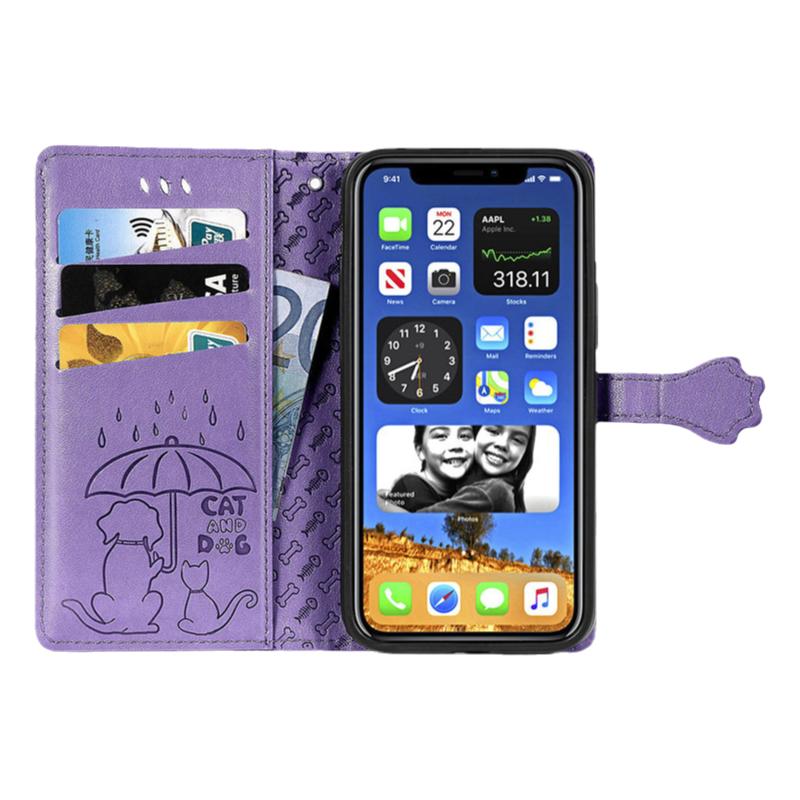 适用苹果16promax翻盖手机壳iphone15Plus可爱小猫咪狗143少女士老年人爱心保护皮套78黄绿紫粉蓝色Fl