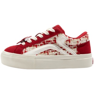 鮀品板鞋女款春夏女鞋新款小众原创帆布鞋红色鞋子休闲百搭面包鞋