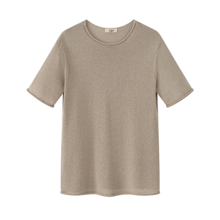 Lagur㊣“会呼吸的纱线”日本和纸桑蚕丝纯色短袖女T恤夏针织上衣