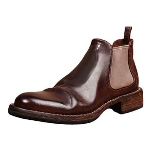 dreambox钧博vibram男靴中帮马皮复古切尔西靴秋冬款耐磨英伦皮靴