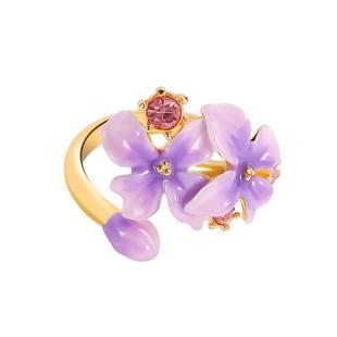 紫色丁香花珐琅开口戒指女春夏款轻奢小众设计高级感食指戒礼物