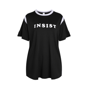 显瘦健身服女大码T恤运动服瑜伽上衣宽松速干晨跑步字母遮臀罩衫