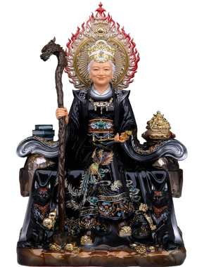 坐山黑奶奶树脂神像供奉摆件