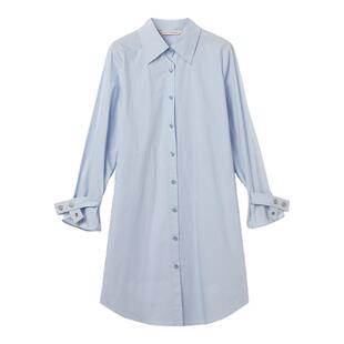 糖皮出品 素年锦时 纯色连衣裙女衬衫领系带收腰中长款衬衫裙