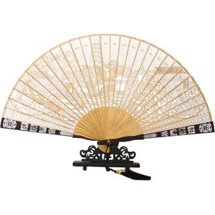 吉善扇子古典镂空檀木折扇礼品扇复古印度檀香扇文玩珍藏工艺品扇