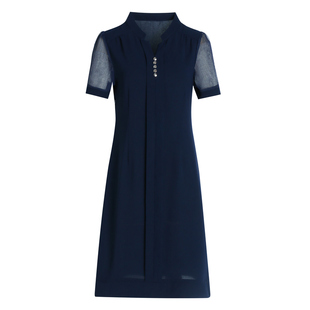 中年妈妈夏装短袖连衣裙洋气2025新款40岁中老年女装时尚雪纺裙子