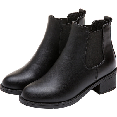 冬加绒保暖工作短靴女鞋切尔西靴