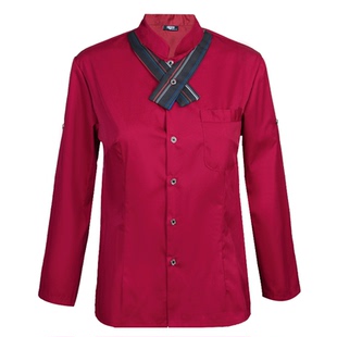 餐饮服务员工作服长袖员工厨师烘焙火锅店前厅餐厅短袖秋冬女定制