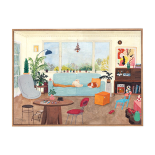 布纸有爱 布果原创 宅家 横版客厅装饰画餐厅ins挂画卧室小众插画