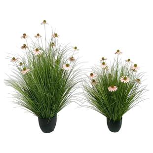 仿真绿植芦苇盆栽室内落地洋葱草松果菊花白粉黄植物造景假花狗尾
