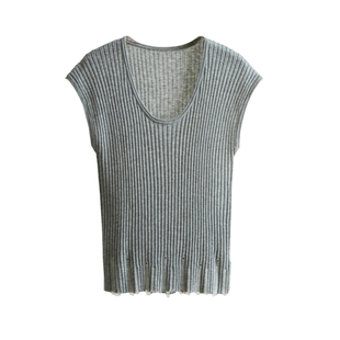 含绵羊毛 女士柔软U领套头针织衫 下摆流苏修身无袖T恤 春款k