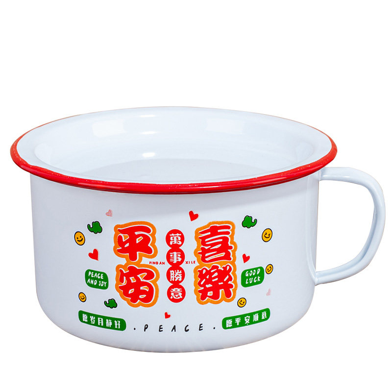 捡漏超高性价比搪瓷快餐杯泡面碗食堂饭盒茶缸子猪油碗商用碗加厚