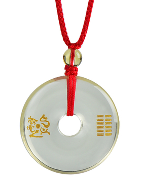 天然黄水晶平安扣补土麒麟吊坠