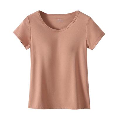 纯棉短袖t恤女夏带胸垫家居服