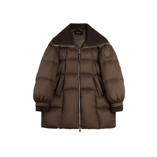 【自营】ELLE90白鸭绒针织大翻领羽绒服女2025冬新保暖中长款外套