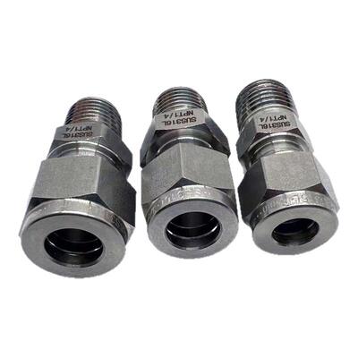 316L不锈钢直通NPT1/4 1/8外螺纹转卡套 转接头 变径MC4 6 8 10mm