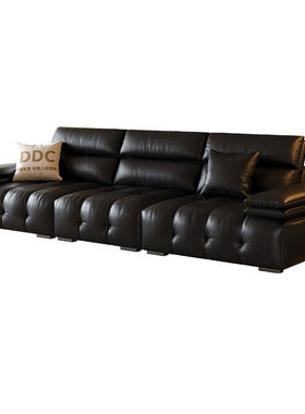 DDC中古风黑色真皮沙发劳伦斯