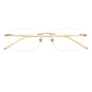超轻纯钛无框近视眼镜框女可配度数金丝边金边纯欲无边框眼睛镜架