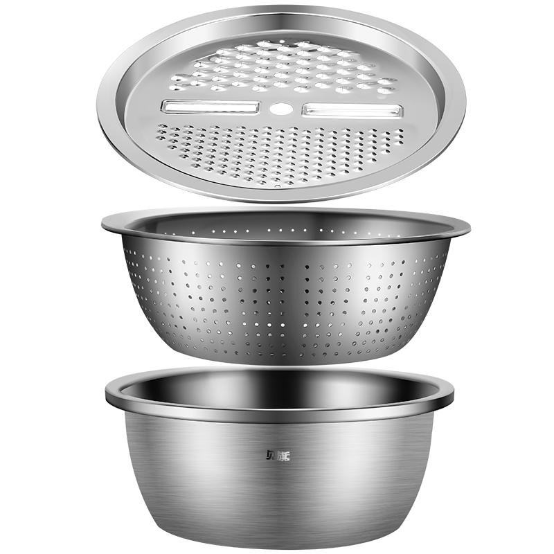 德國 多功能切菜器304不銹鋼刨絲盆三件套家用刨絲器廚房擦絲神器