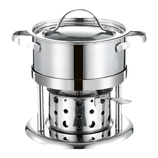 商用酒精炉单人小火锅环保油一人一锅家用户外加厚不锈钢火锅炉子