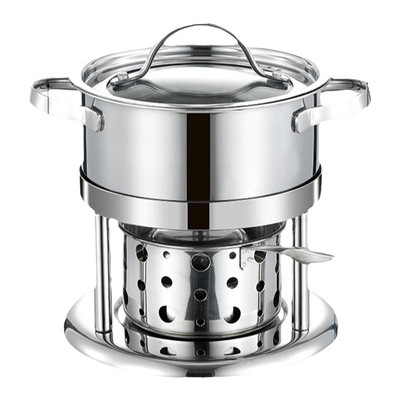 加厚单人小火锅不锈钢商用酒精炉