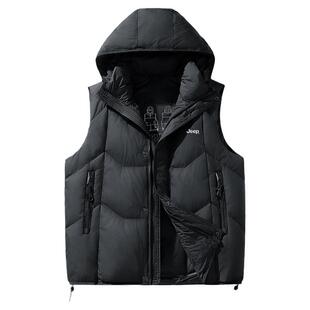 Jeep吉普羽绒背心男款冬季轻薄防风保暖连帽2025新款马甲羽绒服女