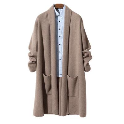 中长款100纯羊绒大衣男开衫外套