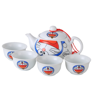 儿童卡通茶具套装陶瓷茶杯喝水茶壶哆啦A梦叮当猫KT猫幼儿园礼品