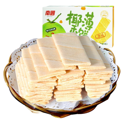 南国椰香薄饼160g盒装饼干椰子酥