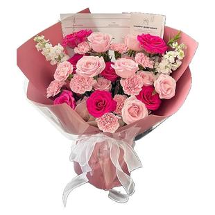 康乃馨百合花束全国同城配送妈妈长辈生日鲜花速递北京上海广州店