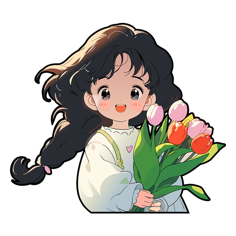 阳光鲜花少女车贴可爱动漫汽车反光贴纸拉杆箱电脑摩托电动车装饰