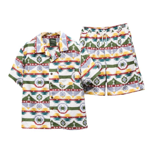 惊艳牛货 太好看了 复古图腾高端时尚潮流设计男女夏季休闲套装潮