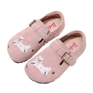 芭比童鞋女童皮鞋2026新款春季软底公主单鞋小女孩勃肯鞋儿童鞋子