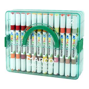 MARCO马可直液式双头双色丙烯马克笔软头小学生专用不透色可叠色儿童可水洗水彩笔96色涂色美术颜料笔画笔