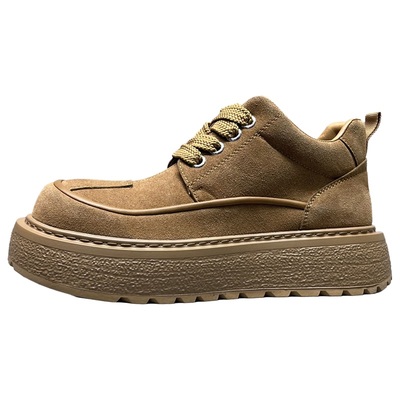 秋冬加绒真皮厚底增高男马丁靴